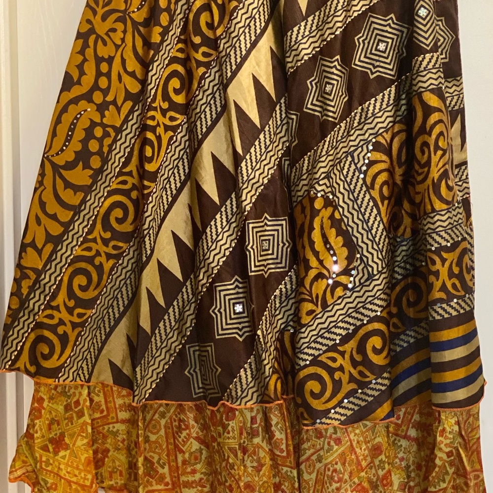 Darn good yarn- sari skirt. New with tags. Maxi wrap skirt.